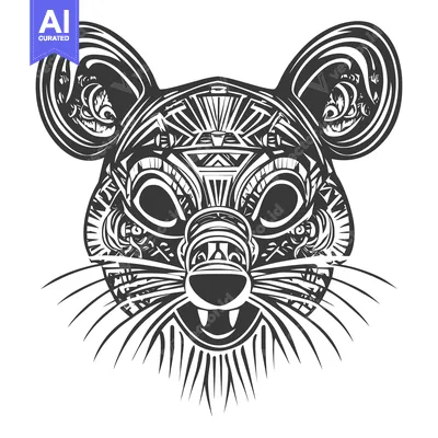 Premium design asset: Geometric Black and White Rat Illustration