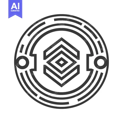 Aset desain premium: Geometric Circle Emblem with Hexagon Pattern