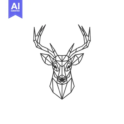 Aset desain premium: Geometric Deer Head Illustration