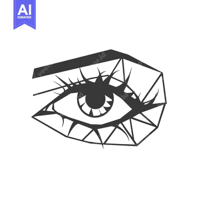 Premium design asset: Geometric Eye with Detailed Eyelashes and Pupil