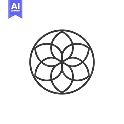 Aset desain premium: Geometric Flower Pattern in a Circle