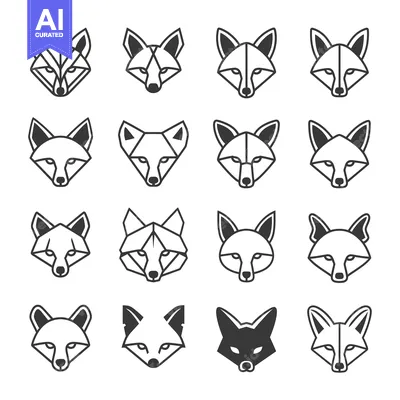 Aset premium populer: Geometric Fox Head Icons Collection