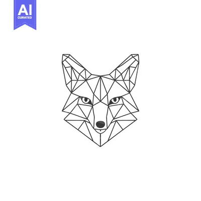 Premium design asset: Geometric Fox Head Illustration in Black and White