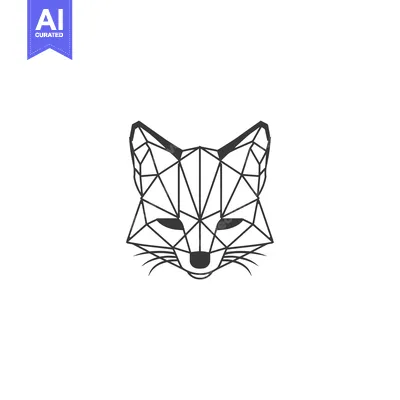 Aset premium populer: Geometric Fox Head Illustration in Black and White
