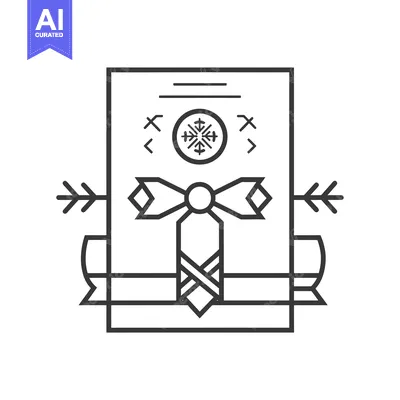 Aset desain premium: Geometric Gift Box with Snowflake and Bow