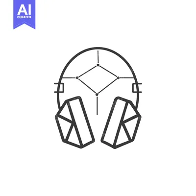 Aset desain premium: Geometric Headphones with a Circle and Points