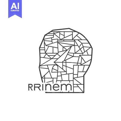 Aset desain premium: Geometric Head with the Word "Remember" Spelled Backwards