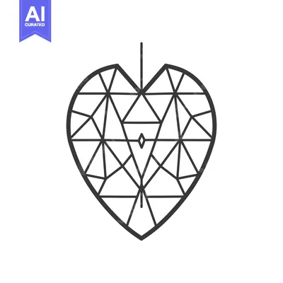 Aset desain premium: Geometric Heart Shape with a Hanging String