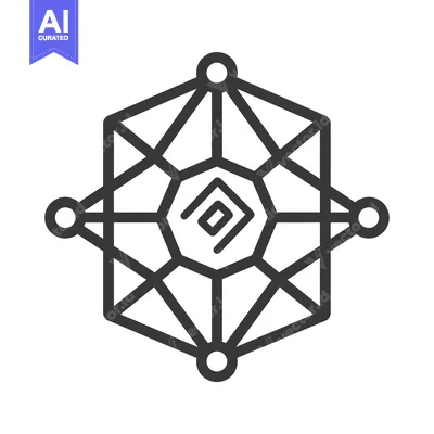 Aset desain premium: Geometric Hexagon with Central Circle and Points