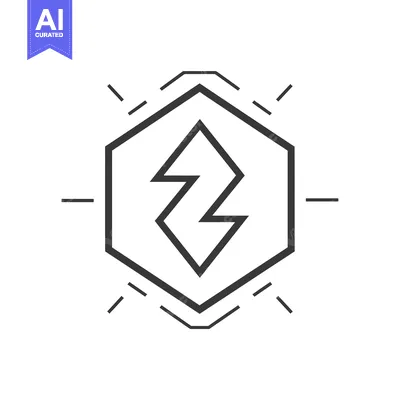 Aset premium populer: Geometric Hexagon with Lightning Bolt Symbol and Lines