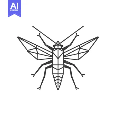 Aset premium populer: Geometric Illustration of a Black and White Insect