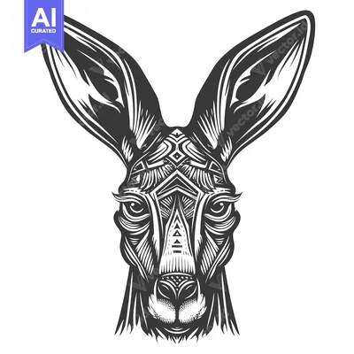 Premium design asset: Geometric Illustration of a Kangaroo's Face
