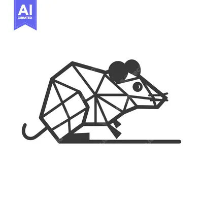Aset desain premium: Geometric Illustration of a Mouse in Black and White