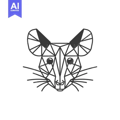 Aset desain premium: Geometric Illustration of a Mouse's Face