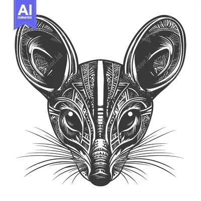 Popular premium asset: Geometric Illustration of a Mouse with Large Ears and Whiskers