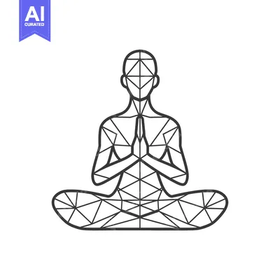 Aset desain premium: Geometric Illustration of a Person in a Yoga Pose