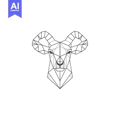 Aset desain premium: Geometric Illustration of a Ram's Head