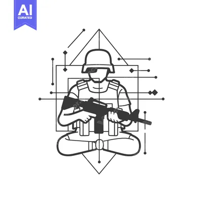 Popular premium asset: Geometric Illustration of a Soldier Holding a Rifle