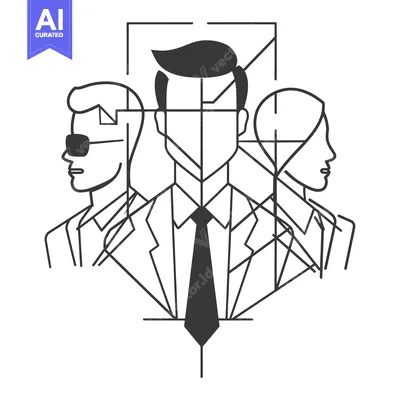 Aset premium populer: Geometric Illustration of Three Business Professionals