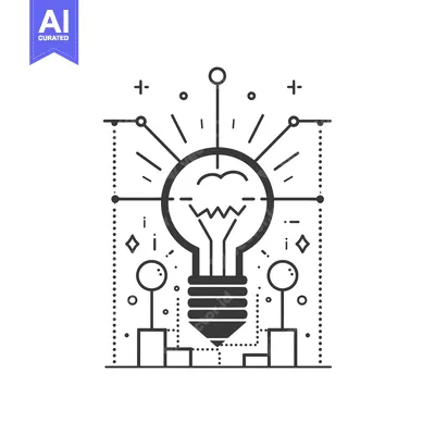 Premium design asset: Geometric Light Bulb with Abstract Lines and Shapes
