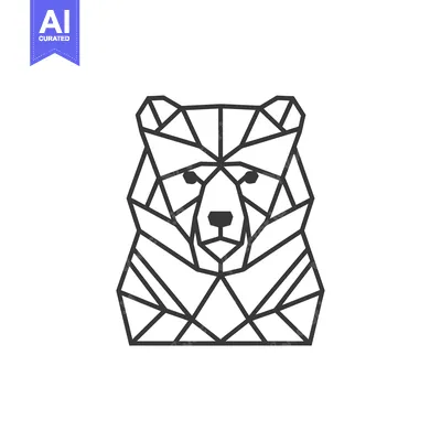 Aset desain premium: Geometric Line Art Bear Head