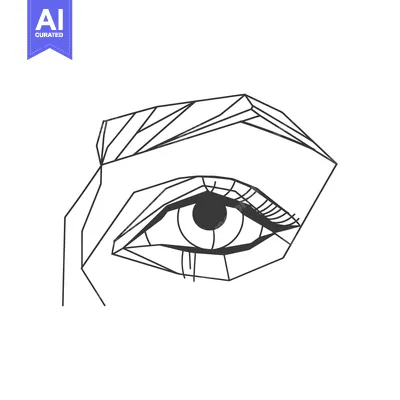 Aset desain premium: Geometric Line Art Depiction of a Human Eye