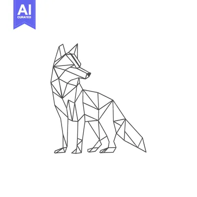Aset premium populer: Geometric Line Art Depiction of a Sitting Fox