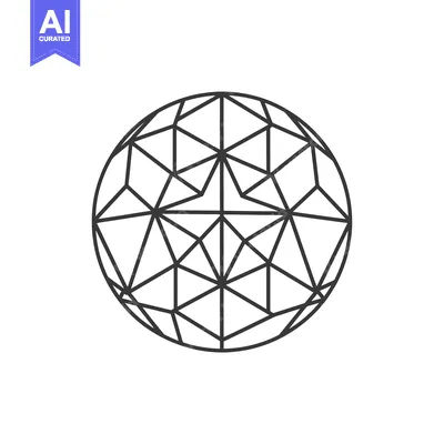 Aset premium populer: Geometric Line Art Design of a Sphere with Triangular Facets