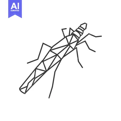 Aset desain premium: Geometric Line Art Drawing of a Dragonfly