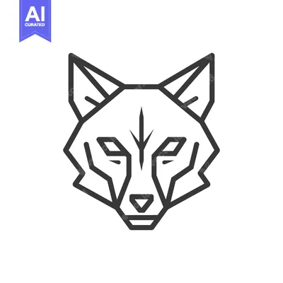 Aset desain premium: Geometric Line Art Fox Head Illustration