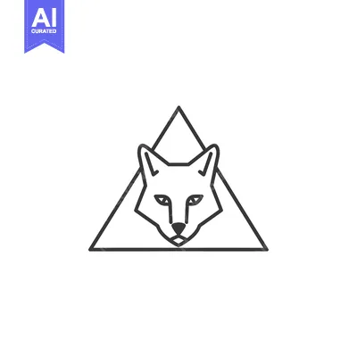 Aset desain premium: Geometric Line Art Fox Head Inside Triangle