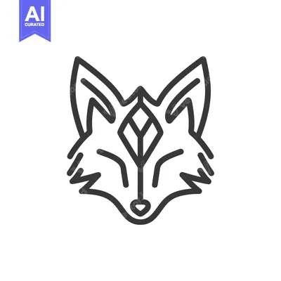 Aset premium populer: Geometric Line Art Fox Head with Closed Eyes