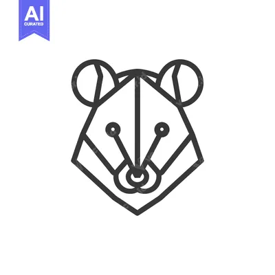 Aset desain premium: Geometric Line Art Illustration of a Bear's Face