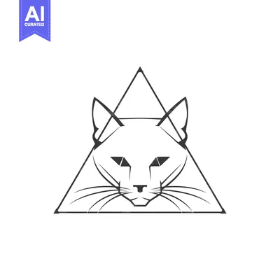 Aset premium populer: Geometric Line Art Illustration of a Cat's Face Inside a Triangle