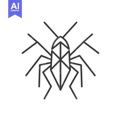 Geometric Line Art Illustration of a Cockroach