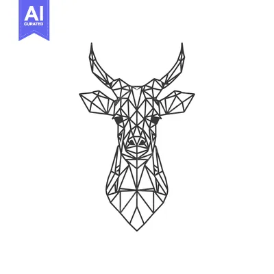 Aset premium populer: Geometric Line Art Illustration of a Deer Head
