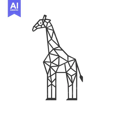 Premium design asset: Geometric Line Art Illustration of a Giraffe