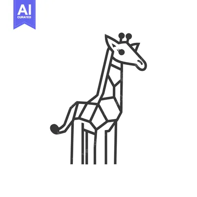 Aset desain premium: Geometric Line Art Illustration of a Giraffe