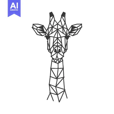 Premium design asset: Geometric Line Art Illustration of a Giraffe Head and Neck