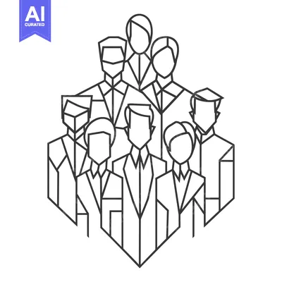 Aset premium populer: Geometric Line Art Illustration of a Group of People