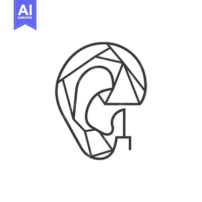 Premium design asset: Geometric Line Art Illustration of a Human Ear
