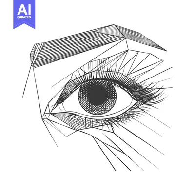 Premium design asset: Geometric Line Art Illustration of a Human Eye