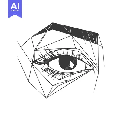 Aset premium populer: Geometric Line Art Illustration of a Human Eye