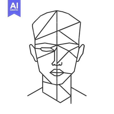 Aset desain premium: Geometric Line Art Illustration of a Human Face