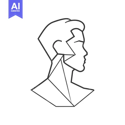Aset desain premium: Geometric Line Art Illustration of a Man's Profile