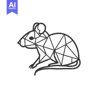 Aset desain premium: Geometric Line Art Illustration of a Mouse