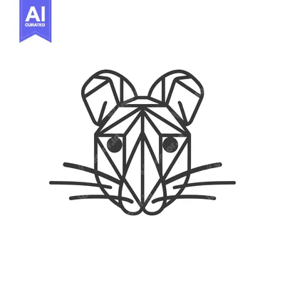 Aset premium populer: Geometric Line Art Illustration of a Mouse Face