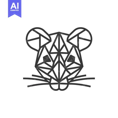 Aset premium populer: Geometric Line Art Illustration of a Mouse Face