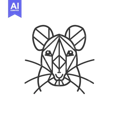 Aset premium populer: Geometric Line Art Illustration of a Mouse Head