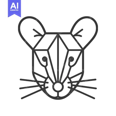 Aset premium populer: Geometric Line Art Illustration of a Mouse's Face